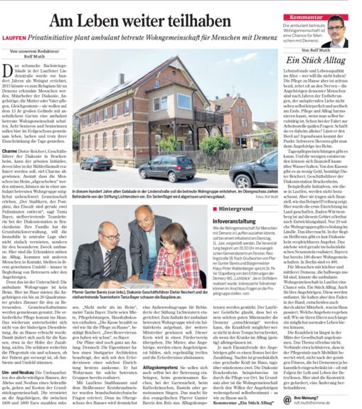 Zeitungsartikel: Am Leben weiter teilhaben